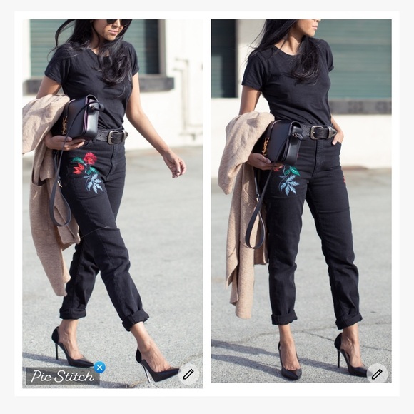 Sandro Paris Vegas Embroidered Black Jeans - Picture 1 of 10